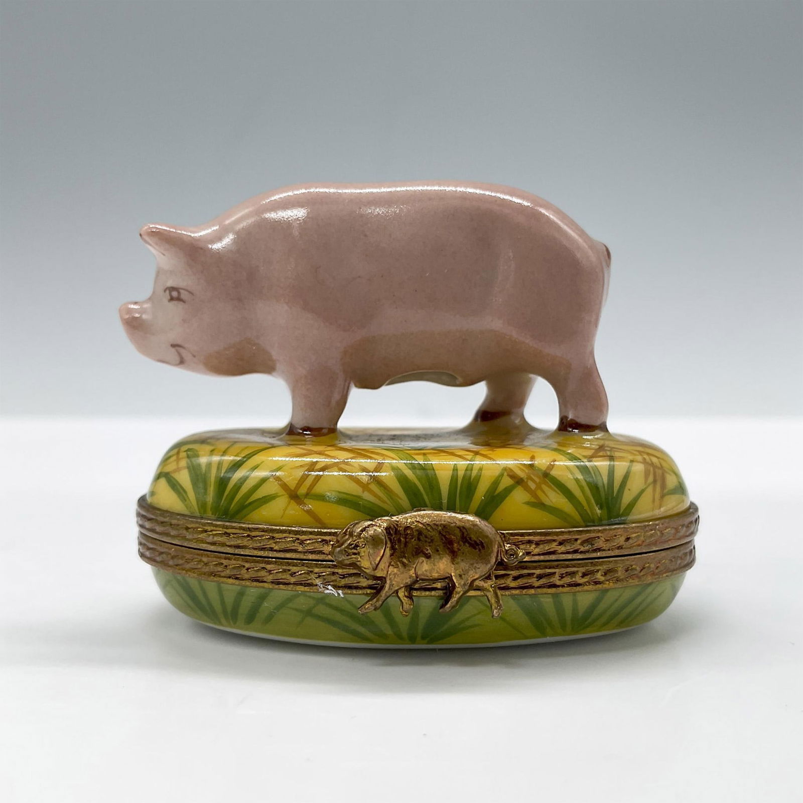 Limoges Enamel Treasure Box, Pig (1 of 5)