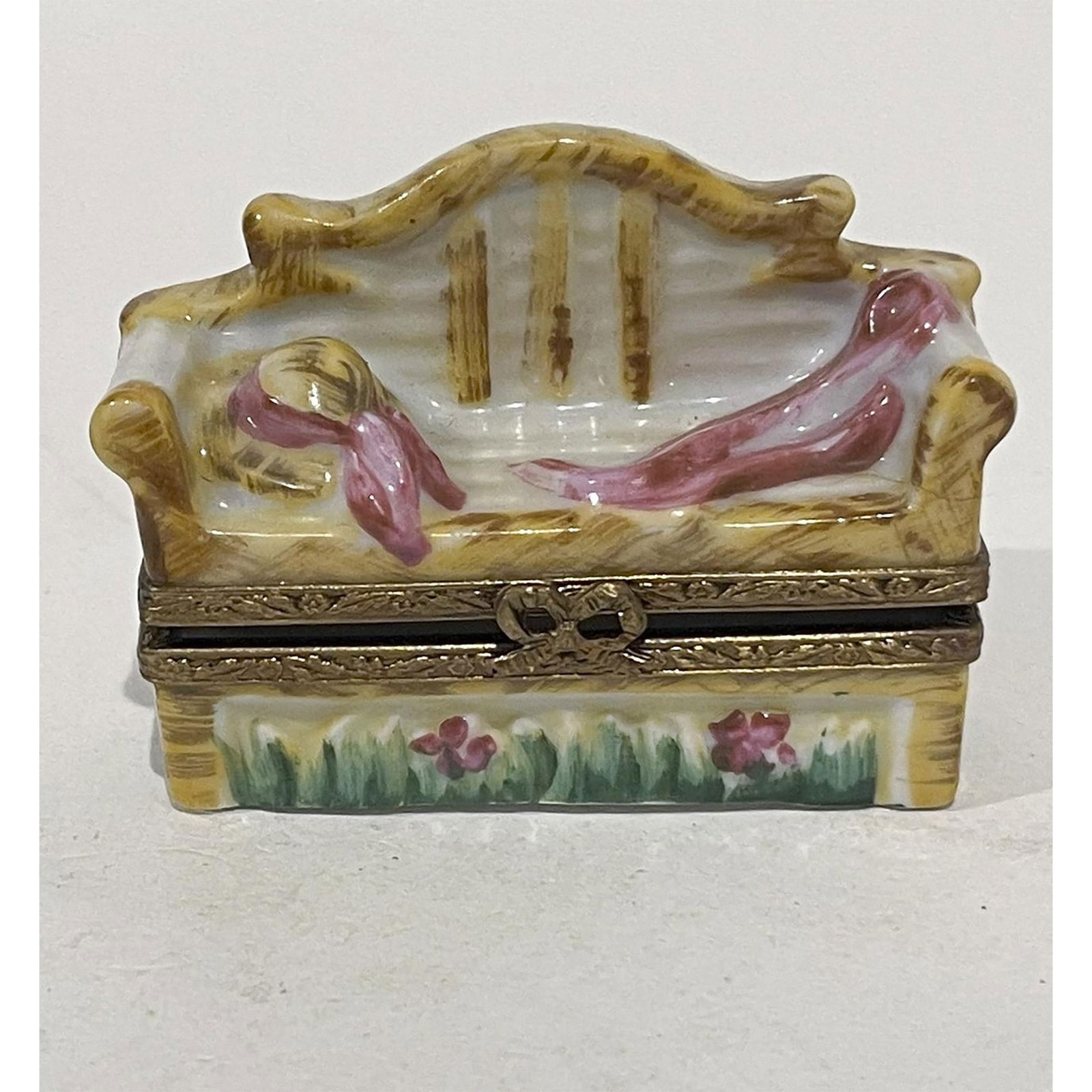 Limoges France Keepsake Box, Lutyens Garden Bench (1 of 3)