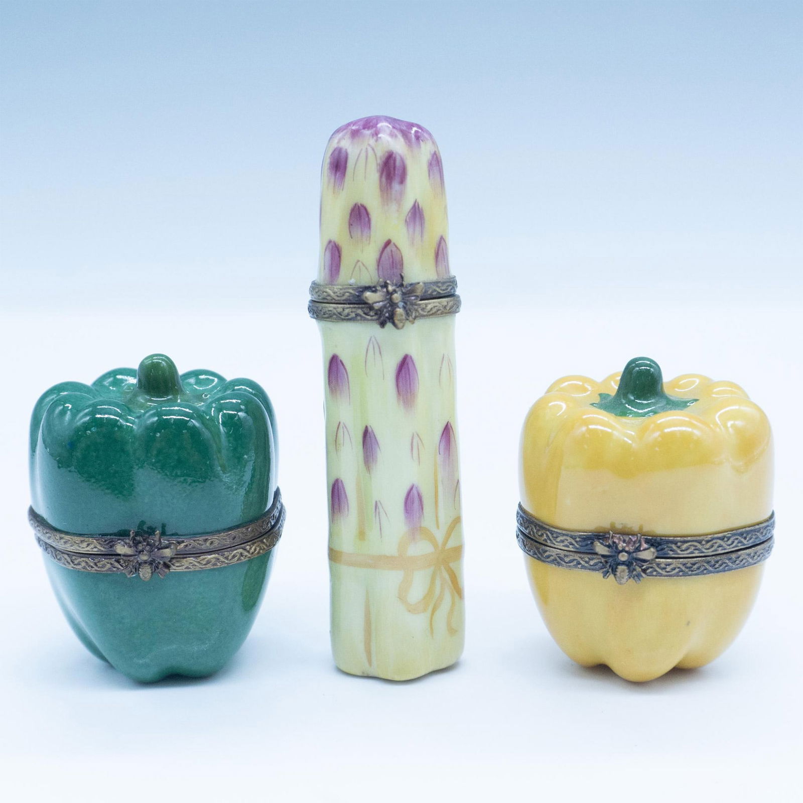 3pc Limoges Porcelain Treasure Boxes, Veggies (1 of 4)