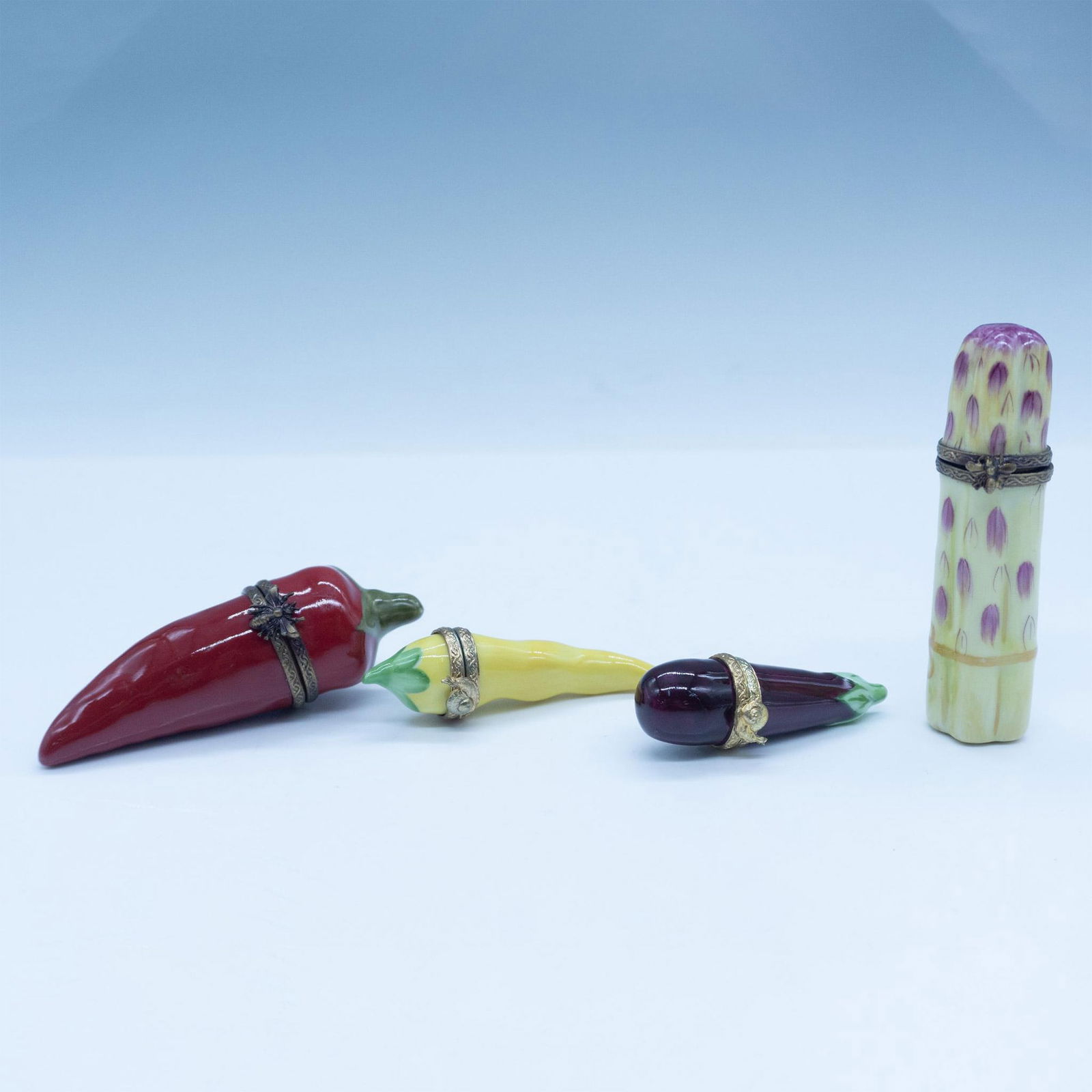 4pc Limoges Porcelain Treasure Boxes, Vegetables (1 of 3)