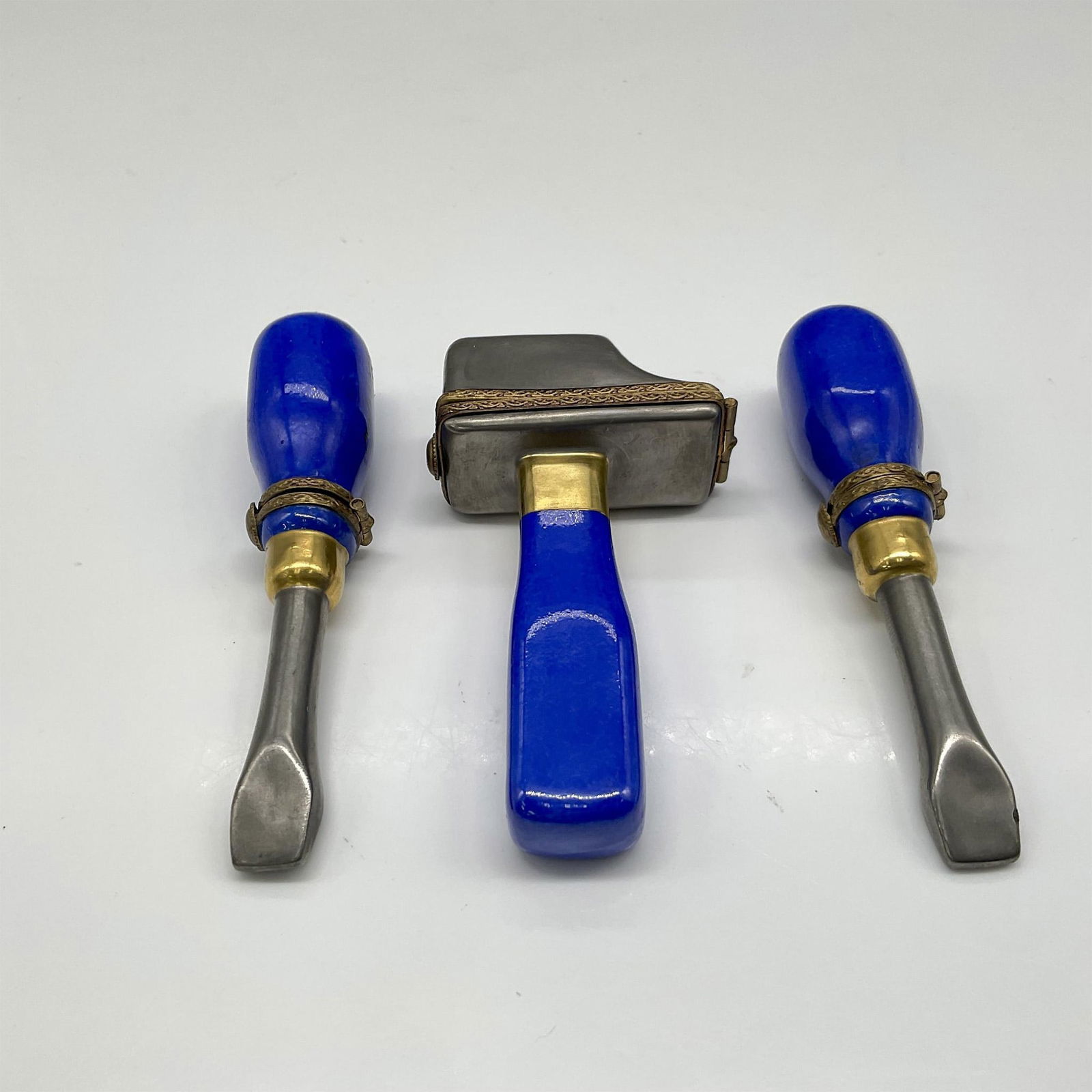 3pc Limoges Peint Main Porcelain Tool Set Box (1 of 3)