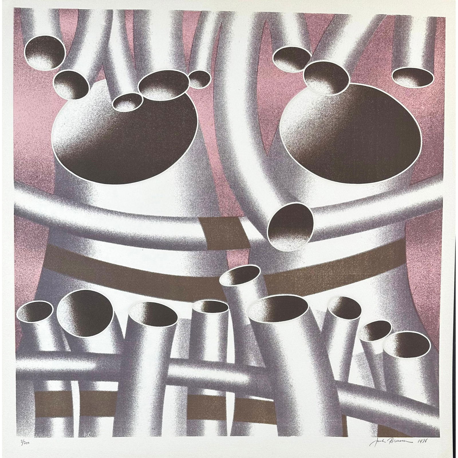 Jack Brusca (American 1939-1993) Pipes, signed (1 of 3)