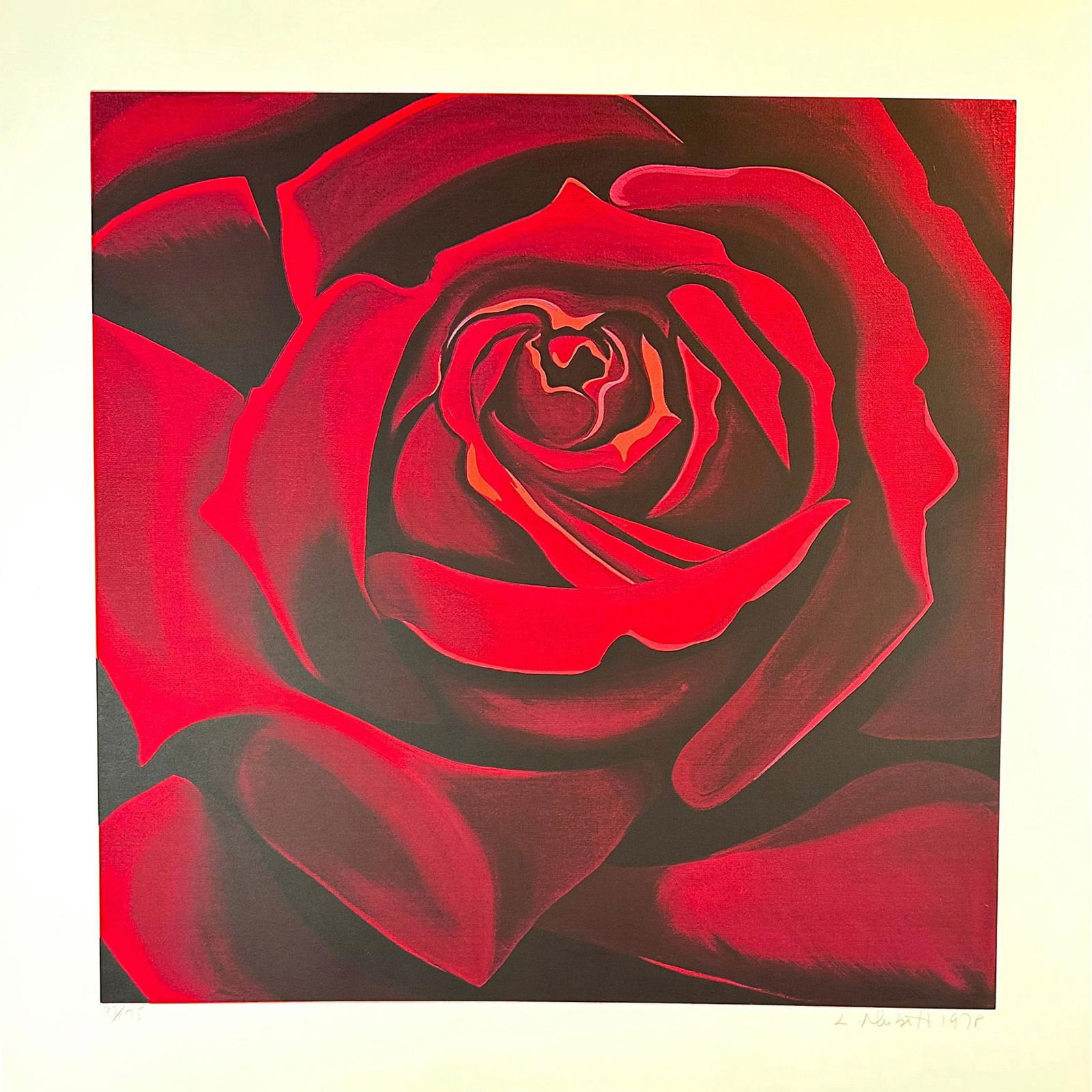 Lowell Nesbitt (American 1933-1993) Screenprint Rose signed (1 of 3)