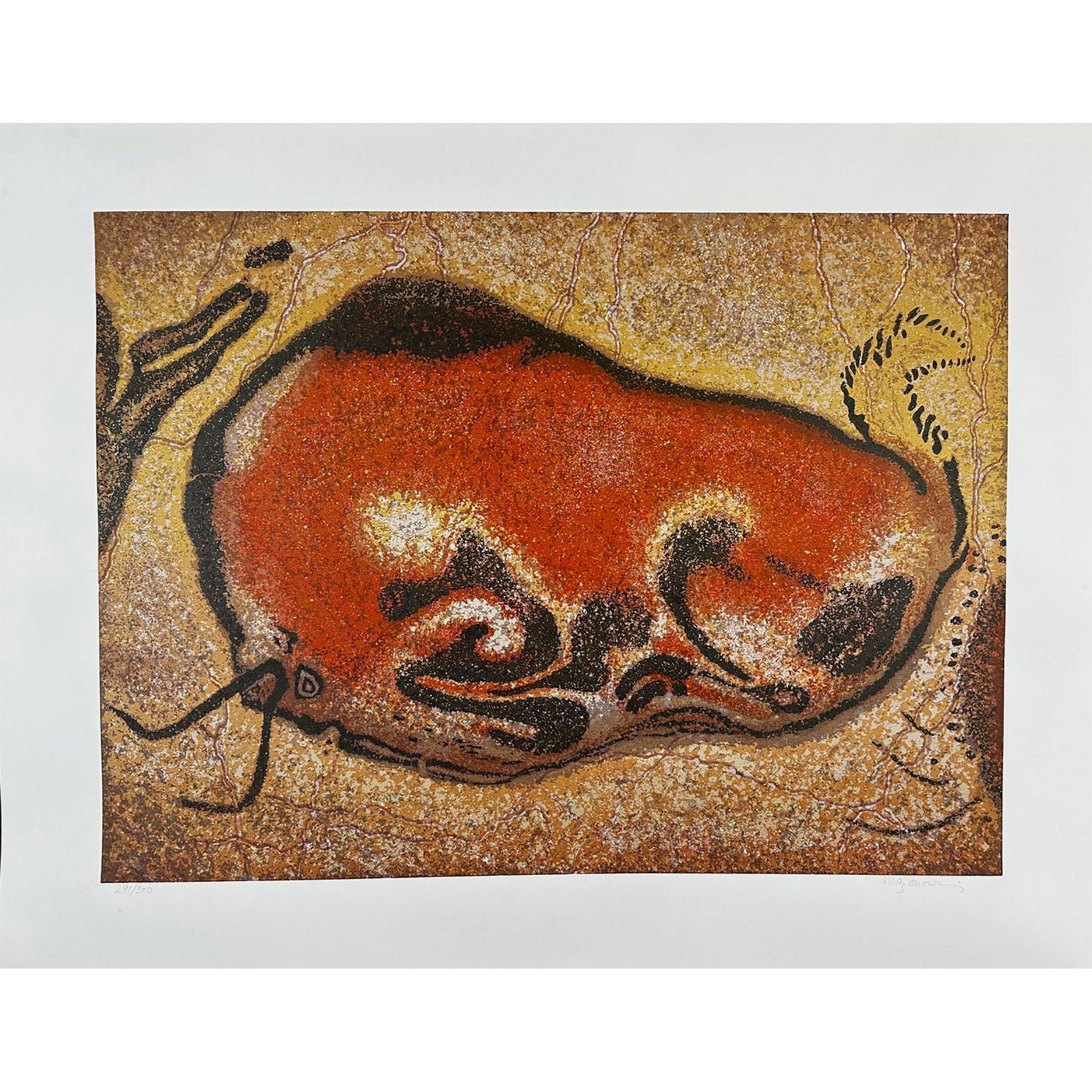 Douglas Mazonowicz (American, 1920-2001) Screenprint The Hand of Man Crouching Bison signed (1 of 5)