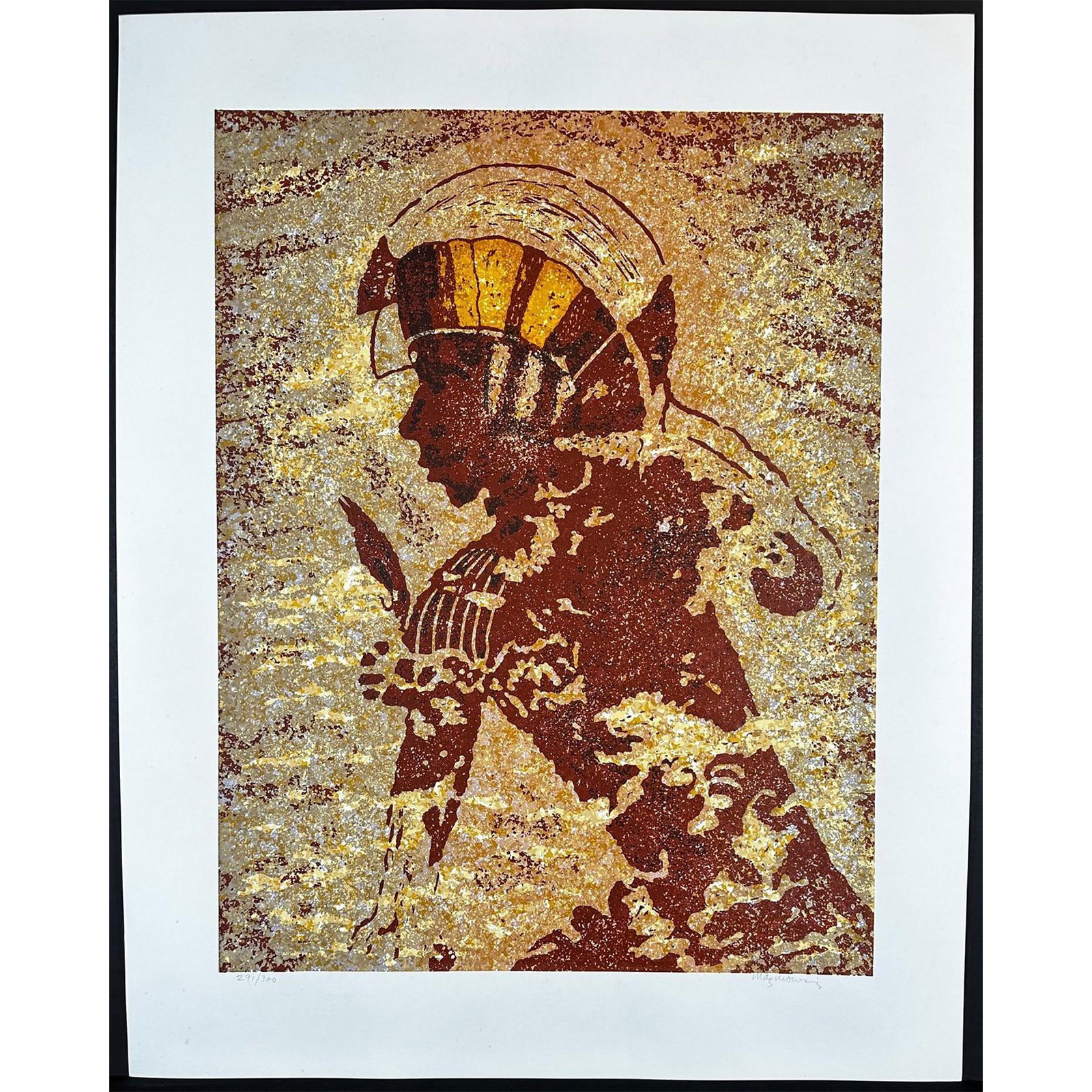 Douglas Mazonowicz (American, 1920-2001) Screenprint The Hand of Man Helmeted Warrior signed (1 of 5)