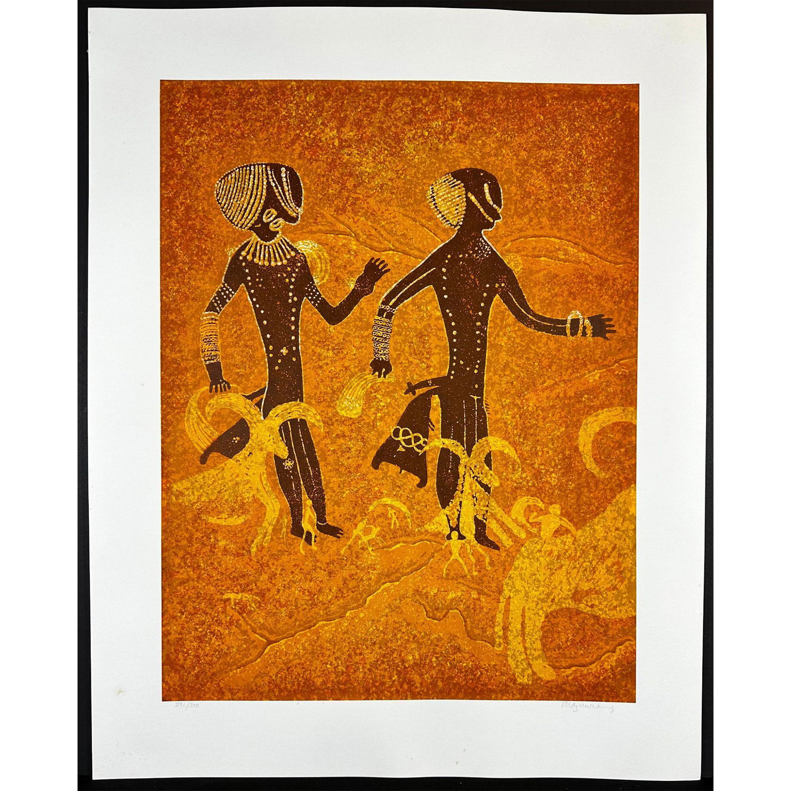 Douglas Mazonowicz (American, 1920-2001) Screenprint The Hand of Man Two Figures in Finery signed (1 of 5)