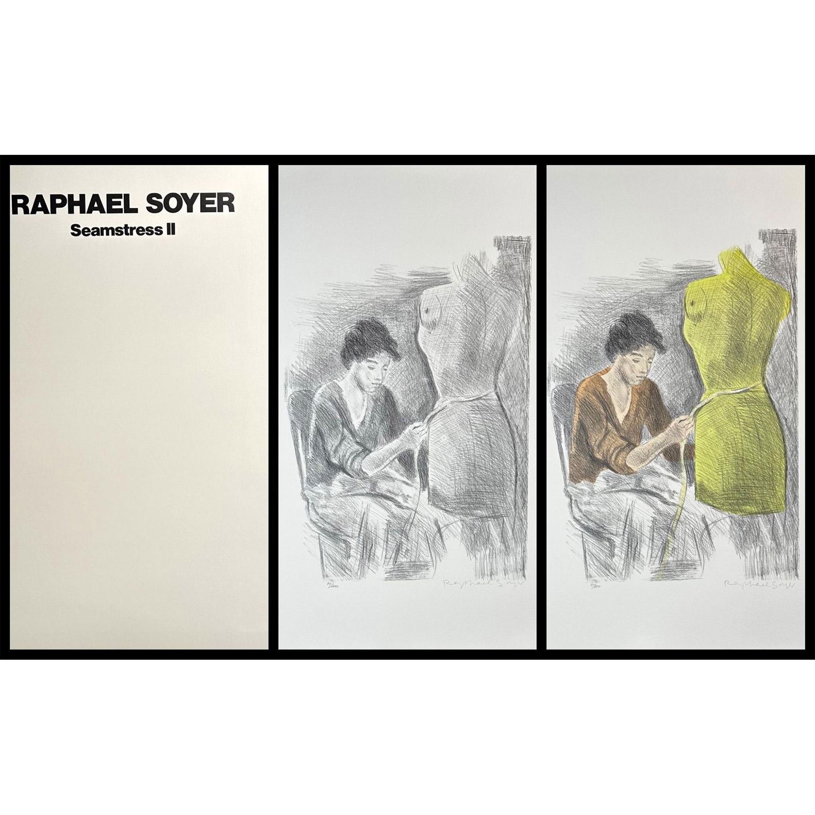 Raphael Soyer (American 1899-1997) 2 Lithographs Seamstress II Portfolio signed (1 of 4)