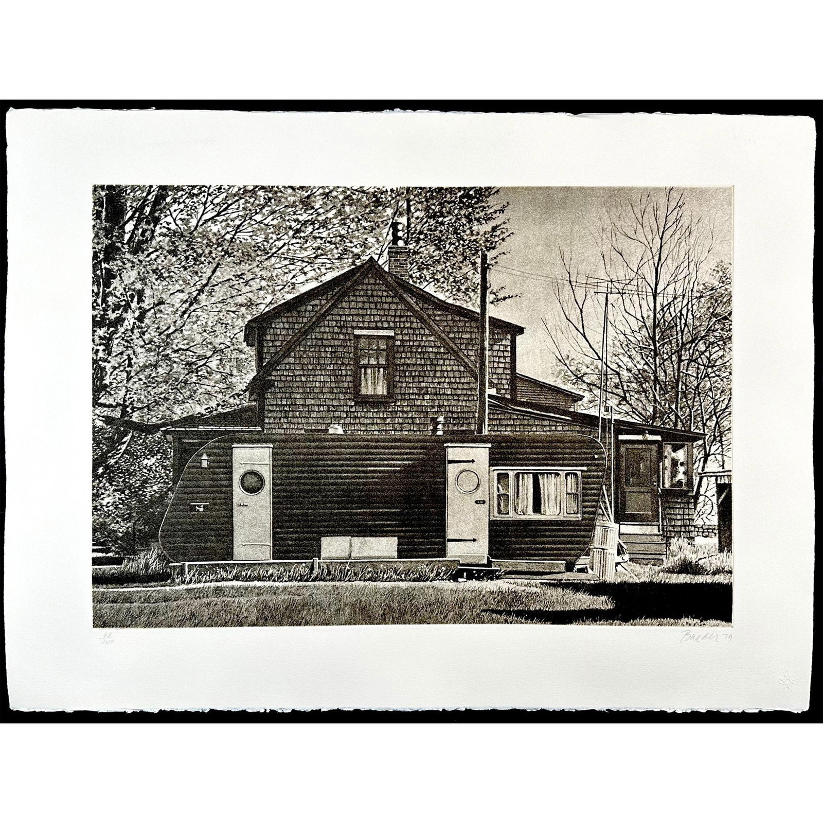 John Baeder (1938) Serigraph House With Trailer signed (1 of 3)