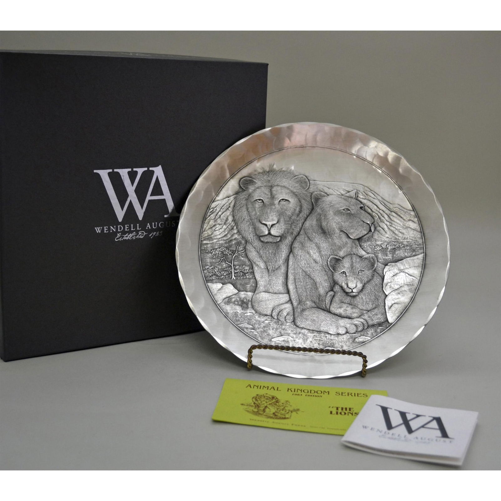 Wendell August The Lions Pewter Plate, Ltd Ed, 1983. (1 of 3)