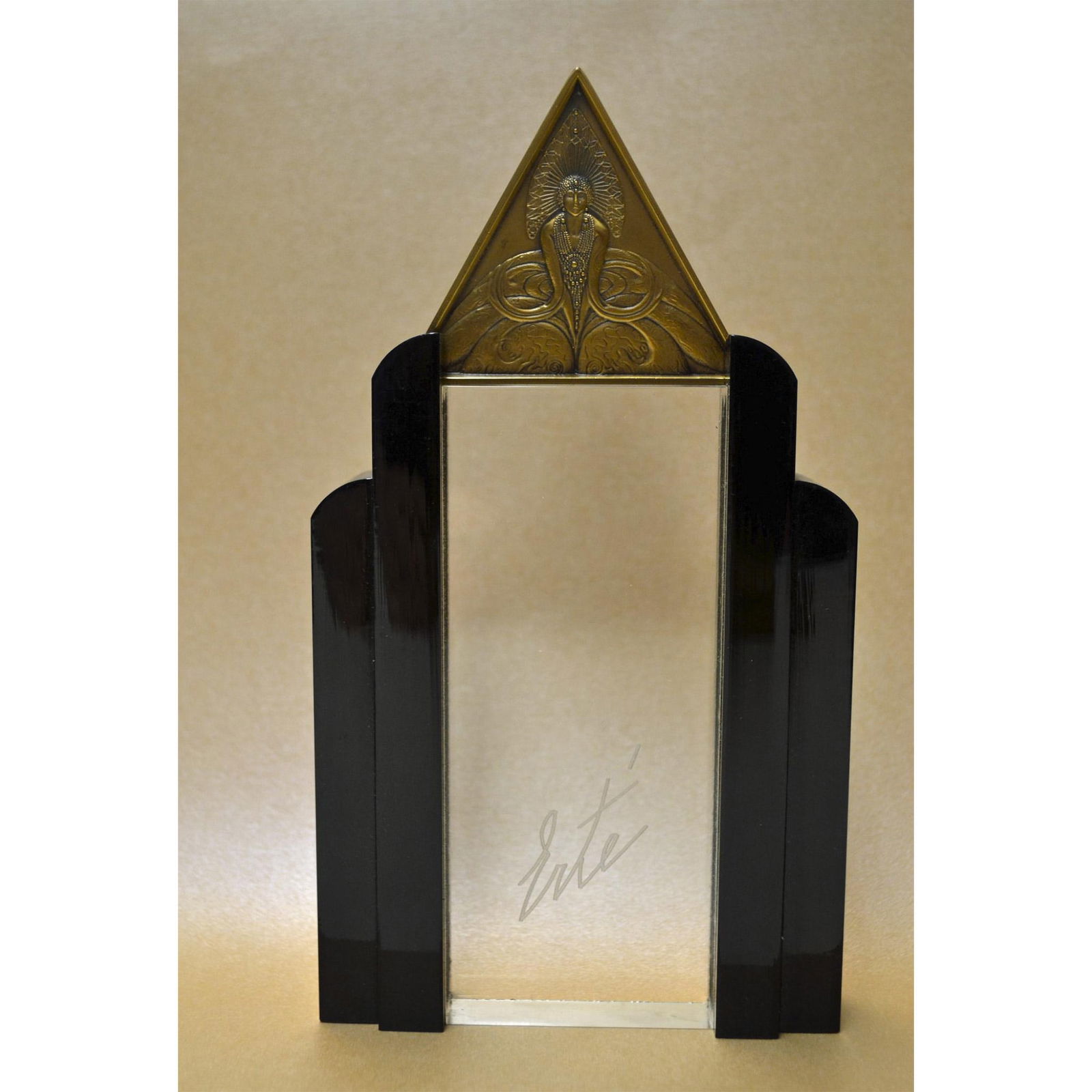Erte Two Sided Bronze Medallion "Spectacular Dimensions" W/Lucite Stand (1 of 5)