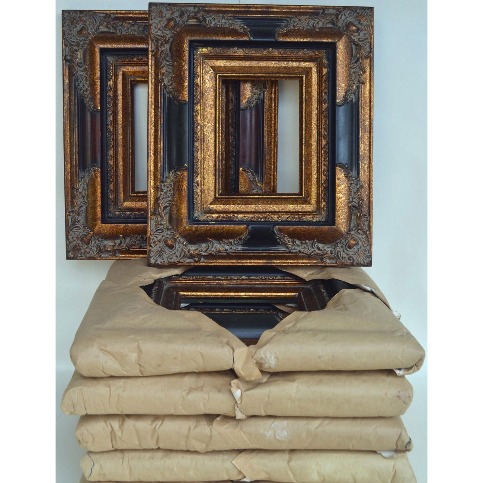 6Pc Black and Mahogany Brown and Gold Ornate Picture Frames (1 of 2)