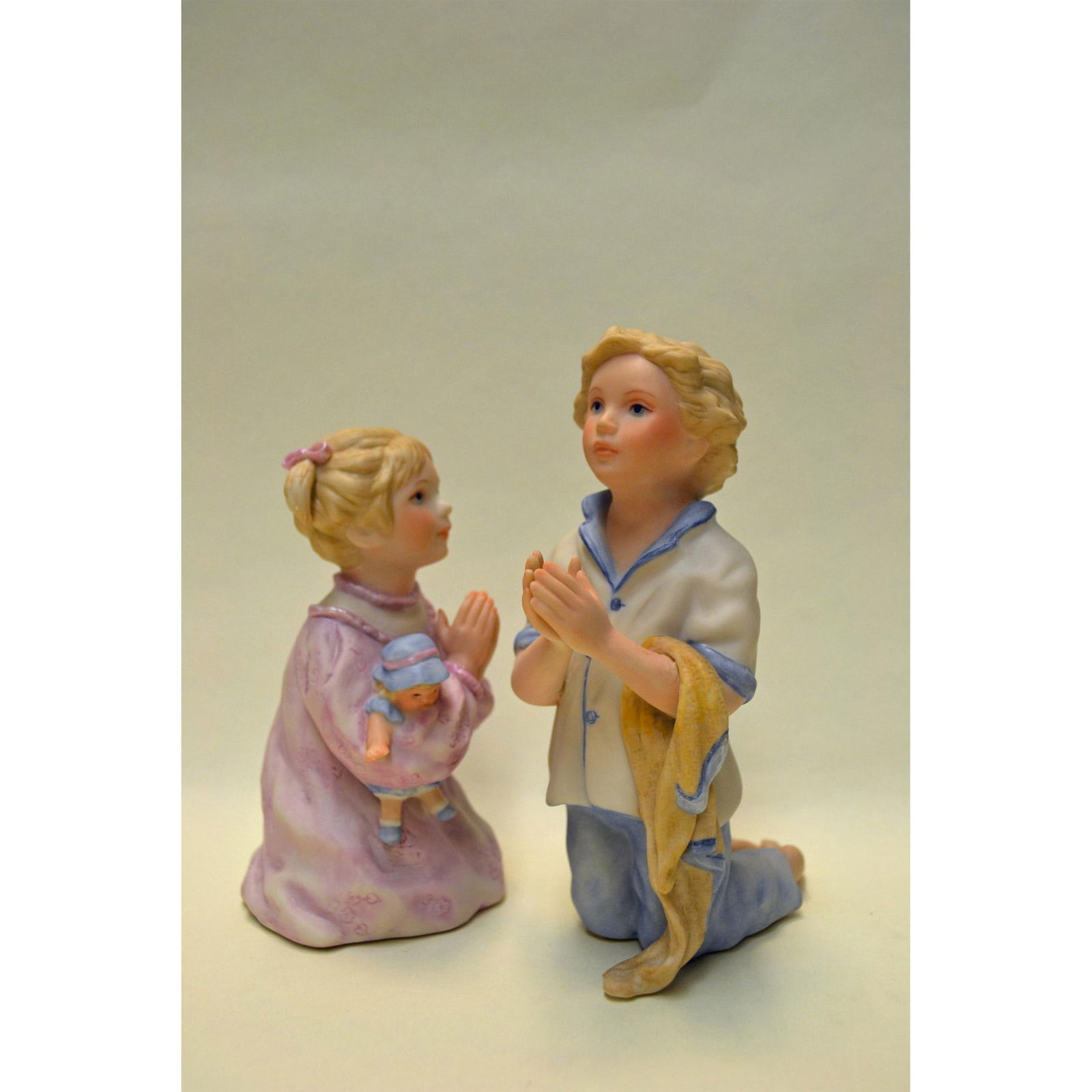 Cybis Porcelain Bedtime Jody and Beth, Kneeling Children Figurines (1 of 4)