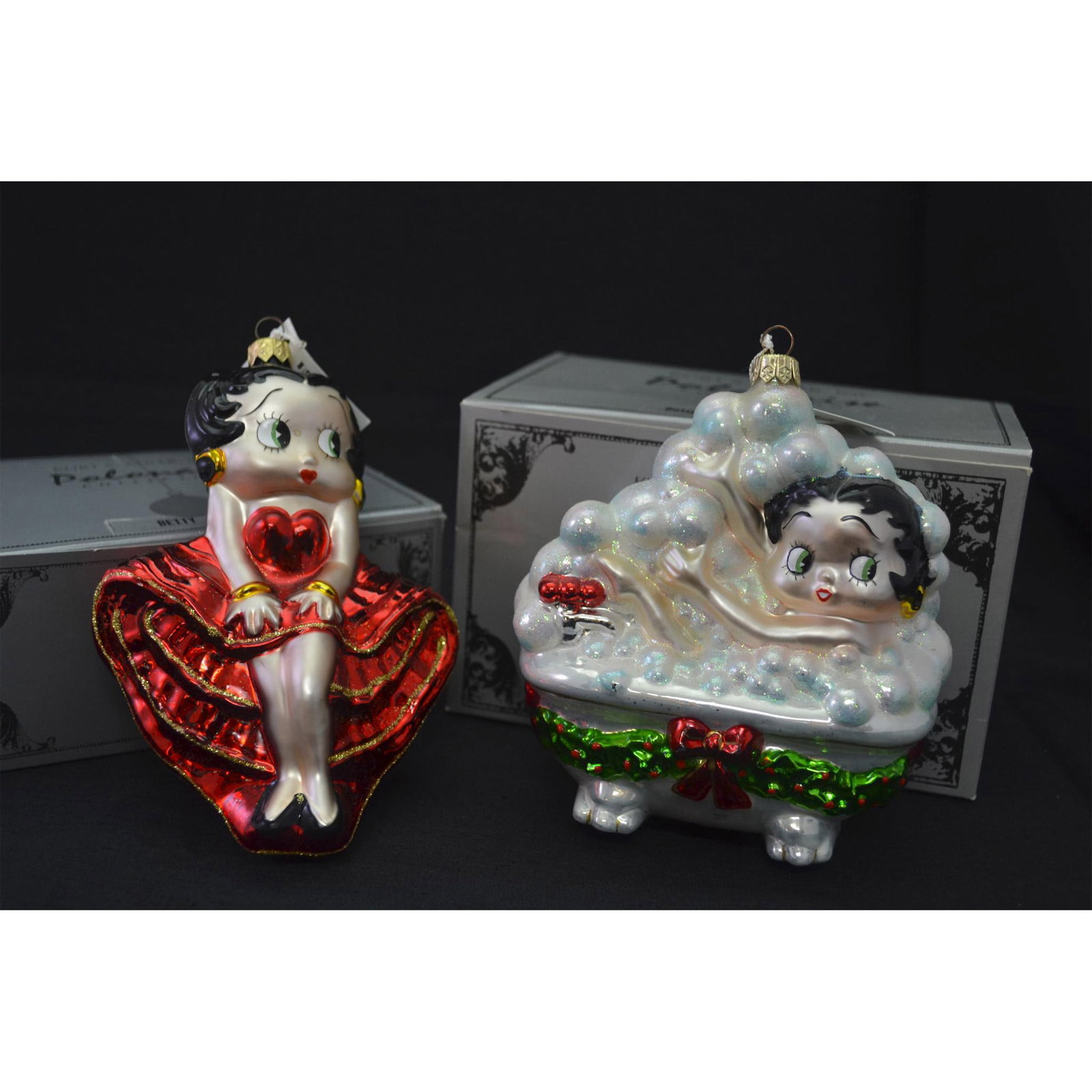 2Pc Adler Betty Boop Bubble Bath & Red Dress Ornaments Polonaise: Kurt S. Adler Polonaise by Komozja featuring The Betty Boop Bubble Bath and Betty Boop Red Fan Dress Christmas Ornaments from the Polonaize Collection hand created and hand crafted by Artist Komozja. 