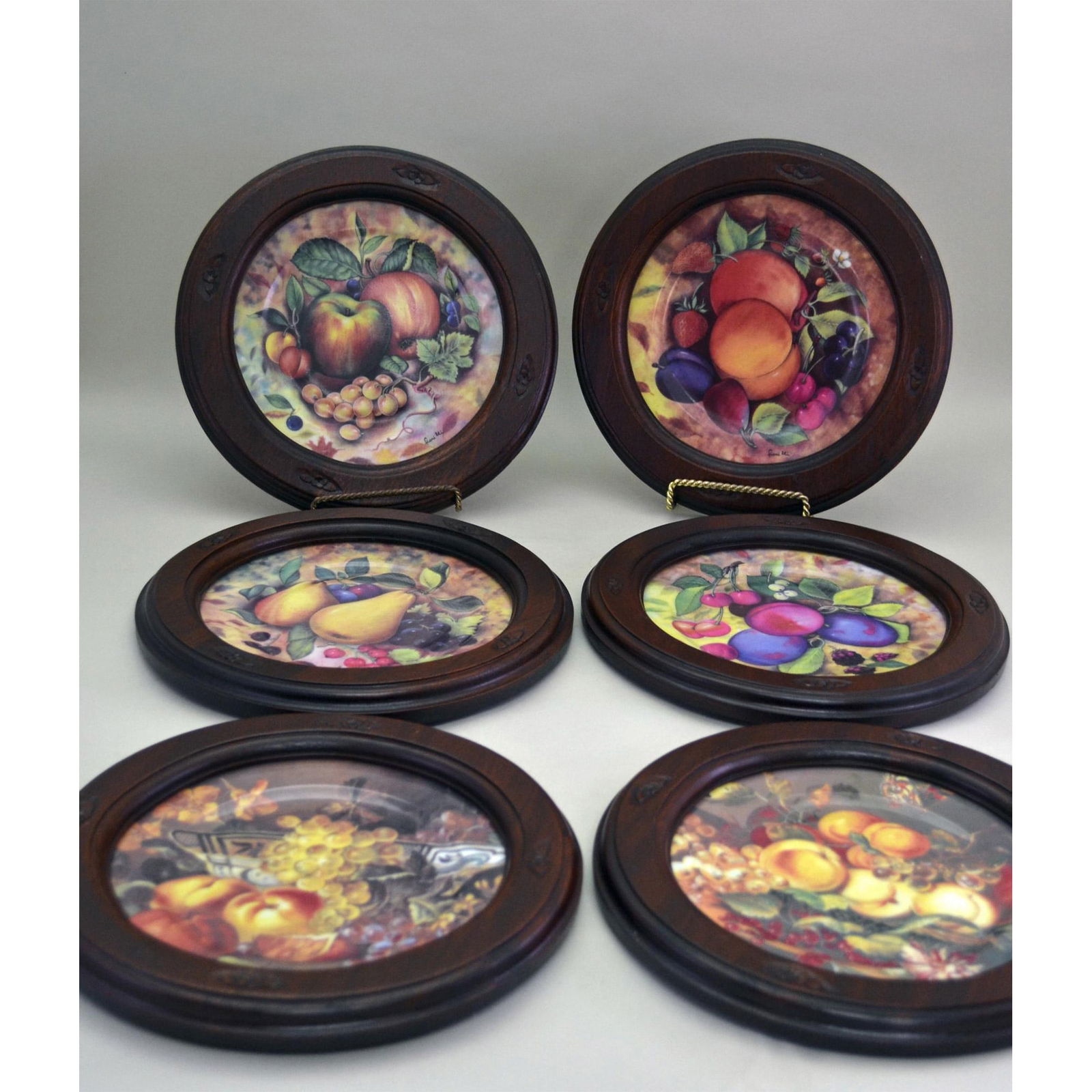 6Pc Limoges Porcelain Fruit Plates W/Wood Frames (1 of 5)