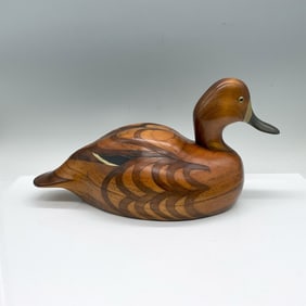 John Jeffrey Barto Carved Wood Decoy Duck, Blue-Billed Hen
