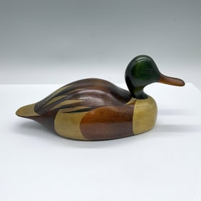 John Jeffrey Barto Carved Wood Decoy Duck, Broadbill Drake