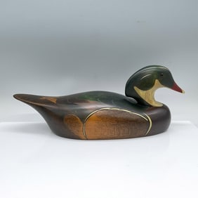 John Jeffrey Barto Carved Wood Decoy Duck, Wood Duck