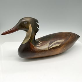 John J. Barto Wood Waterfowl Decoy, Red Breasted Merganser