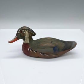 Richard Connolly Carved Wood Decoy Duck, Wood Duck