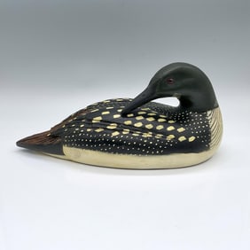 Walt Babjak Carved Wood Decoy, Common Loon