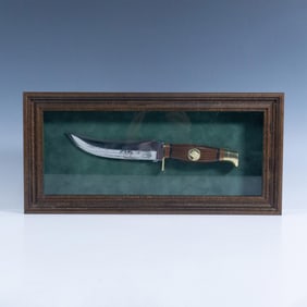 Framed Collectible Hunting Knife with Bear Etching