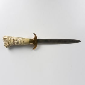 Hand-Crafted Fixed Blade Knife Indian Carved Antler Handle