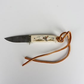 Parker Cut Co. Fixed Blade Knife, Scrimshaw Handle