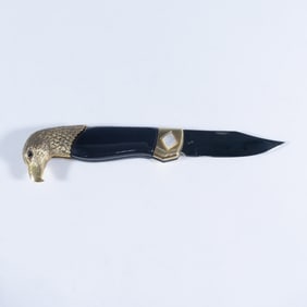 Franklin Mint Eagle Head Pocket Knife, Black/Mother of Pearl