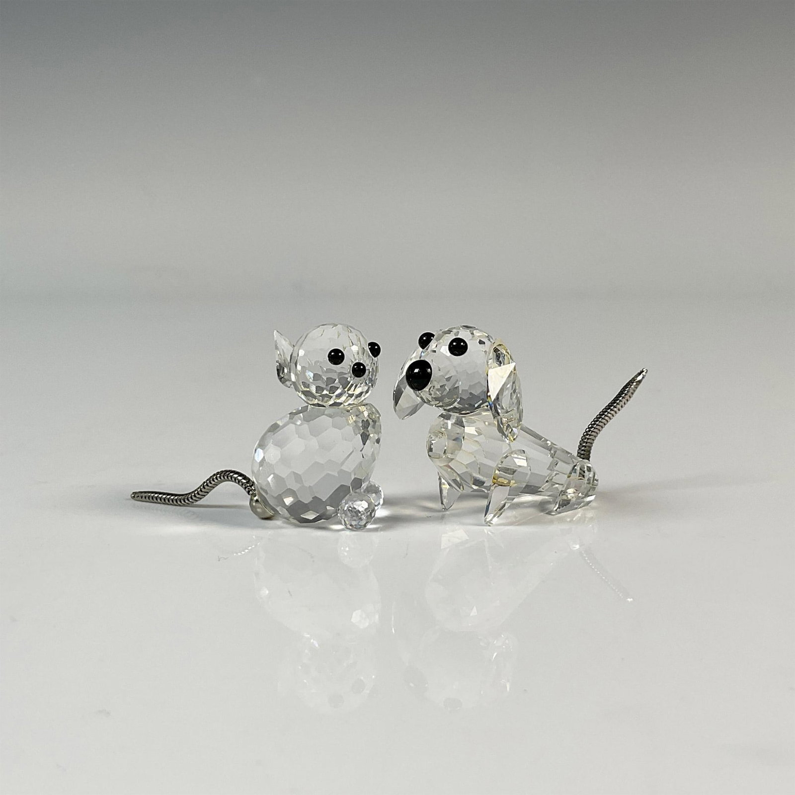 2pc Swarovski Crystal Figurines, Cat & Dog with Metal Tails (1 of 7)