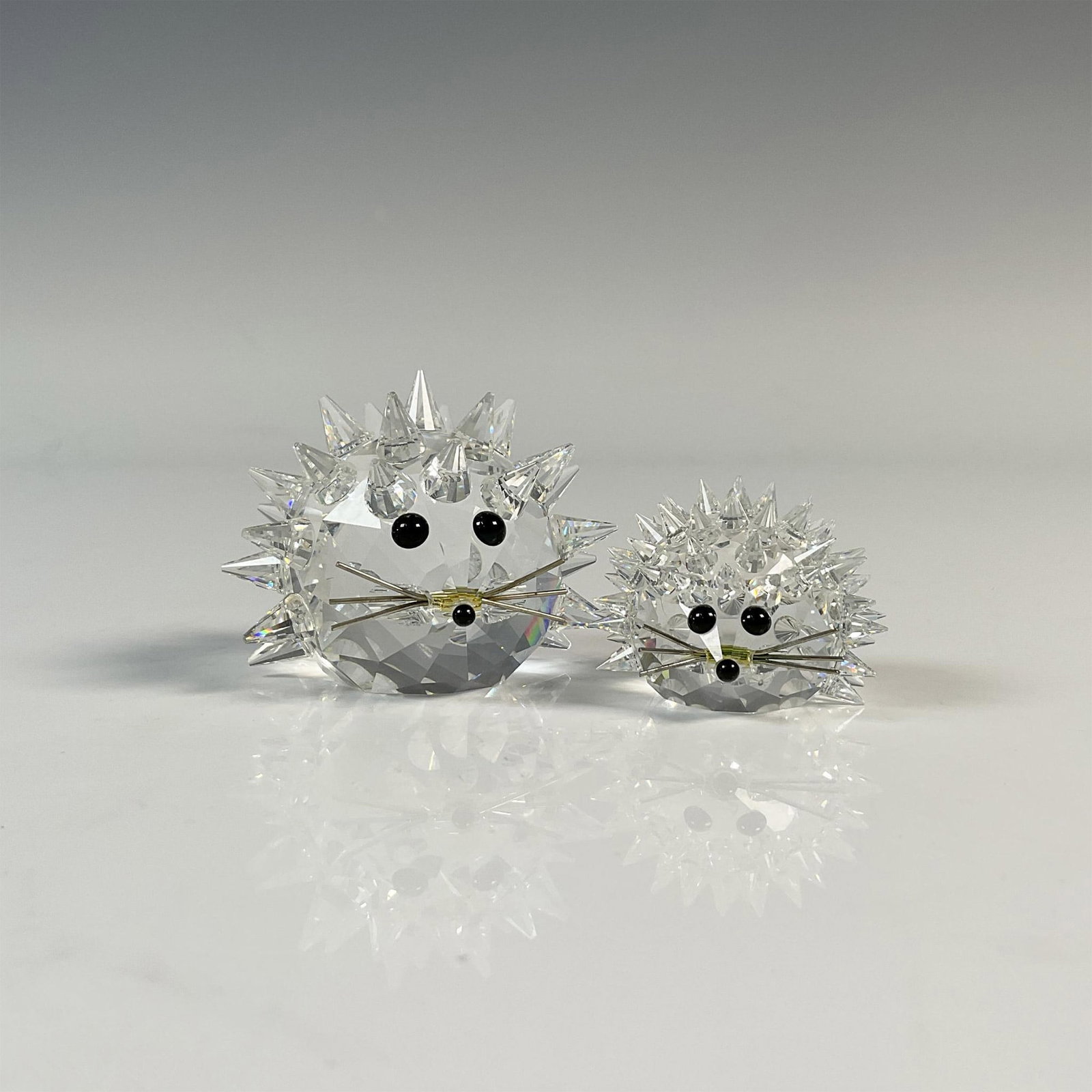 2pc Swarovski Crystal Figurines, Hedgehogs with Whiskers (1 of 8)