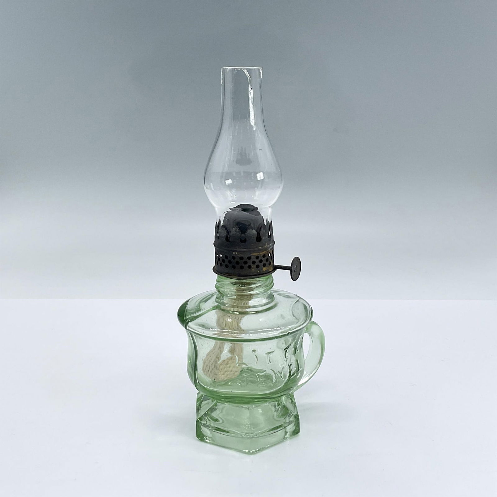 Vintage Petite Light Green Glass Oil Lamp (1 of 3)
