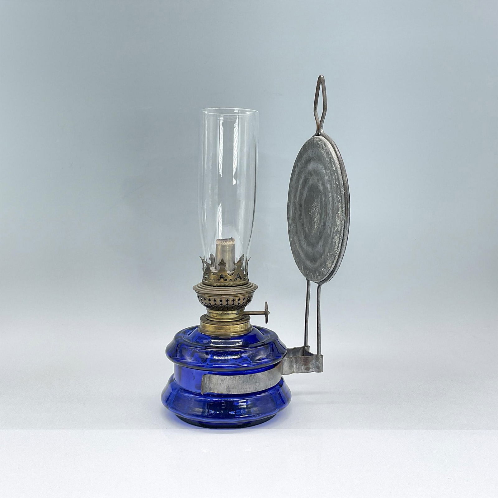 Vintage Blue Glass Oil Wall Lamp (1 of 3)