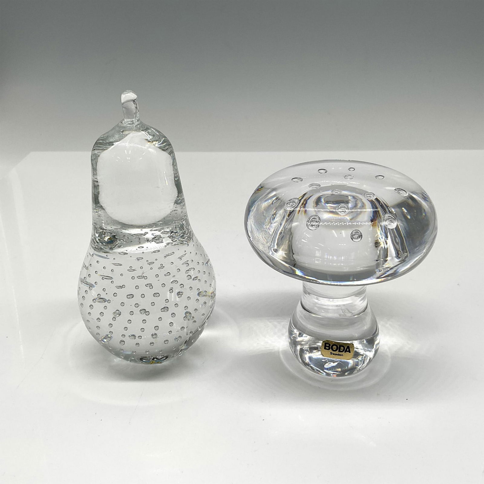 2pc FM and Boda Crystal Paperweights, Pear + Mushroom (1 of 3)