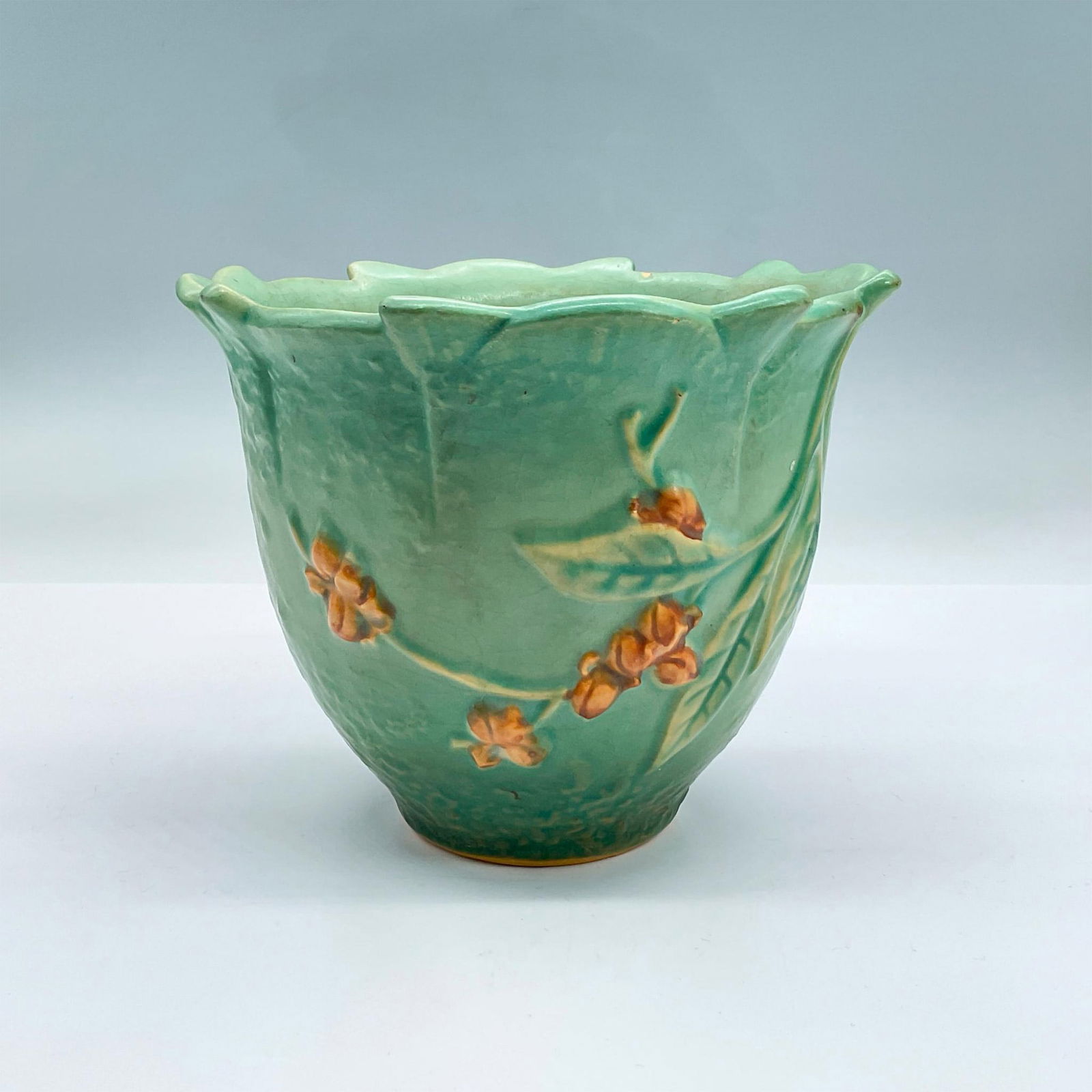 Roseville Pottery Planter, Bittersweet, Green 856-5 (1 of 3)