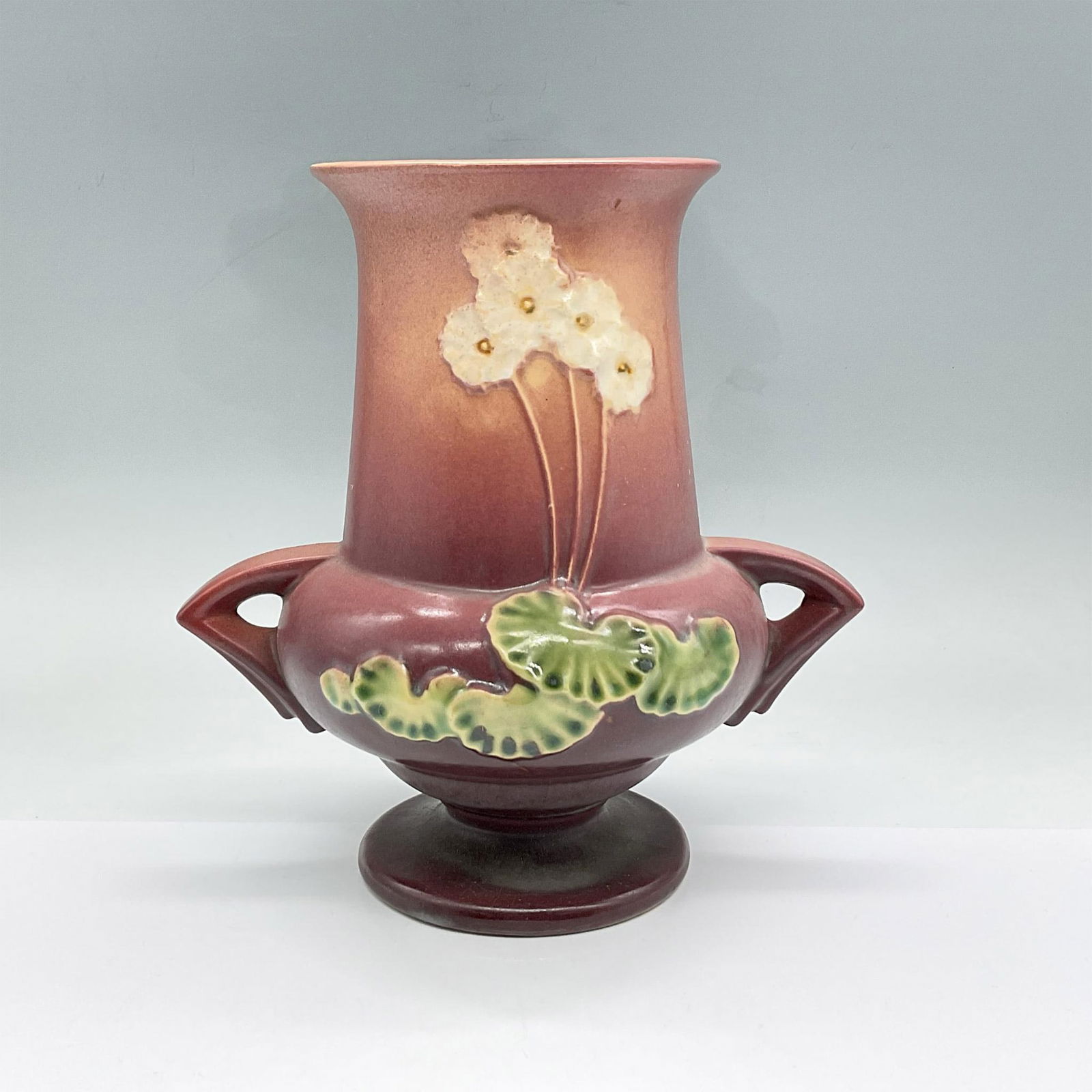 Roseville Pottery Vase, Primrose, Magenta/Dusty Pink 766-8 (1 of 3)