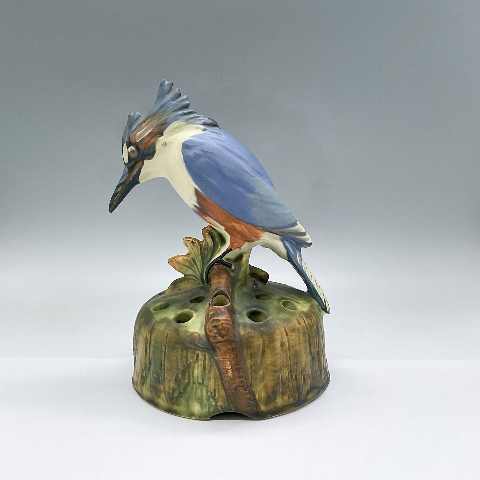 Weller Pottery Flower Frog, Blue Kingfisher (1 of 3)