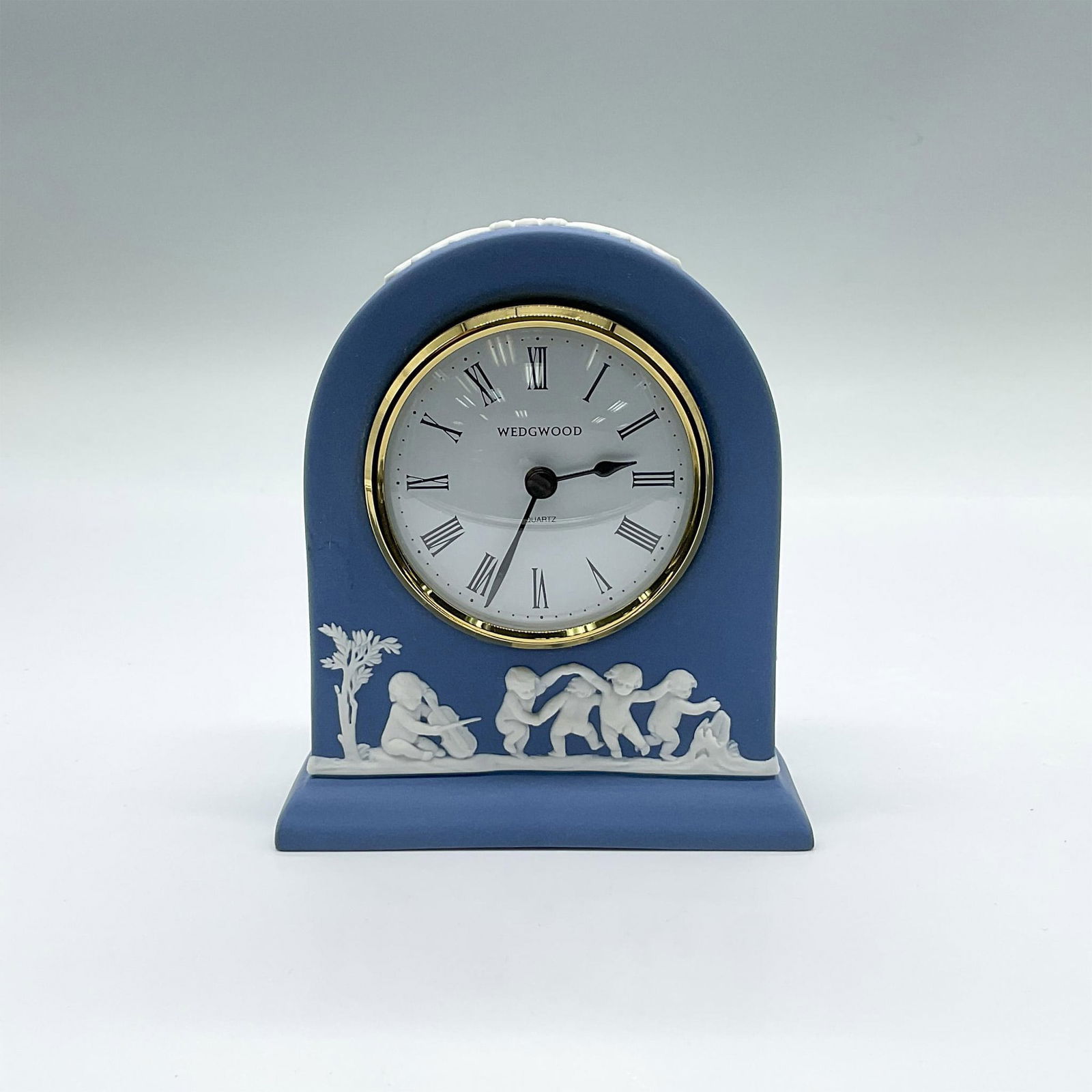 Wedgwood Blue Jasperware Mantel Clock, Signed (1 of 5)