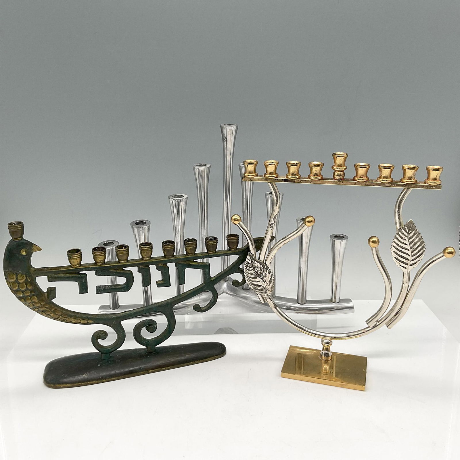 3pc Vintage Judaica Menorahs (1 of 3)