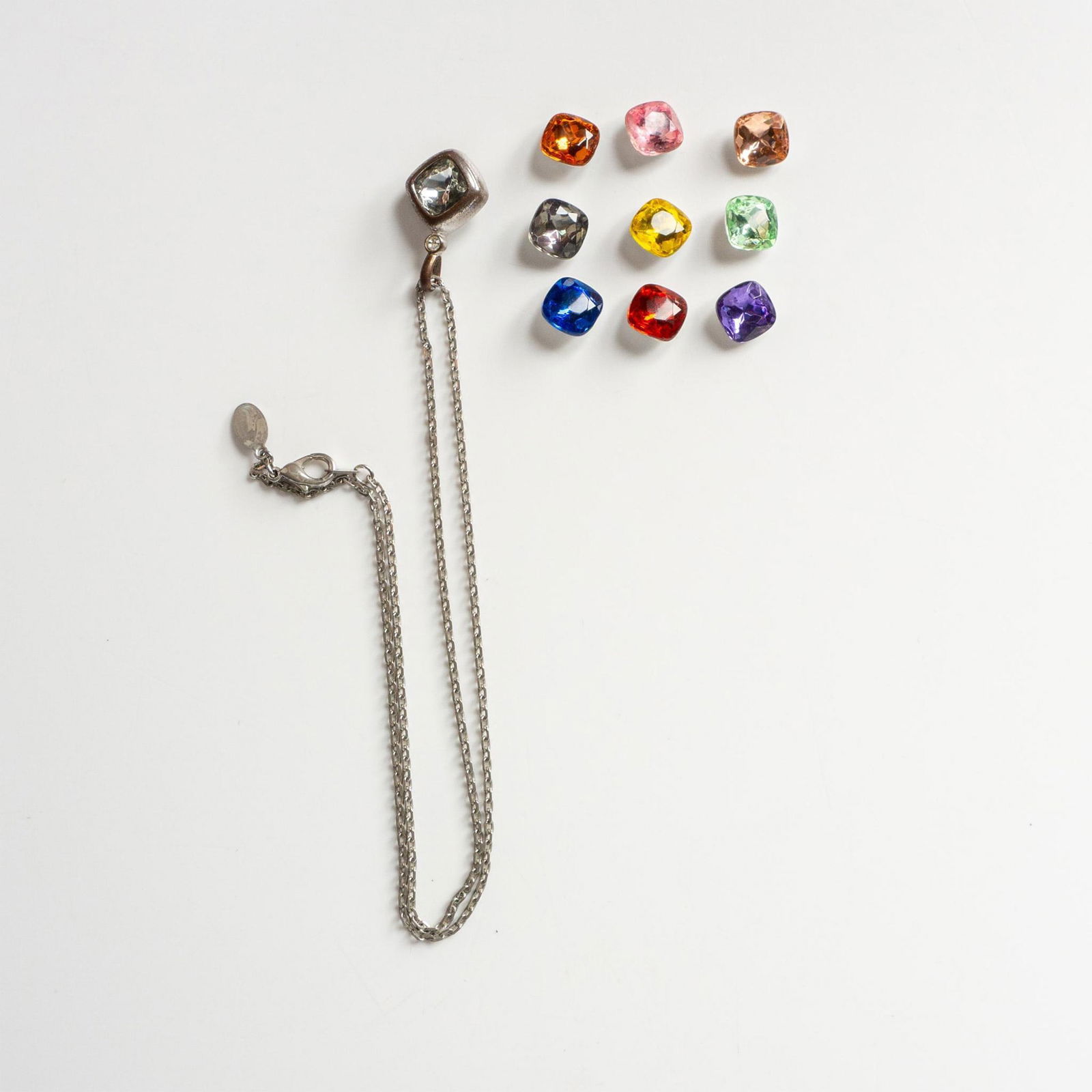 Unique Silver Metal Changeable Gemstone Pendant Necklace (1 of 5)