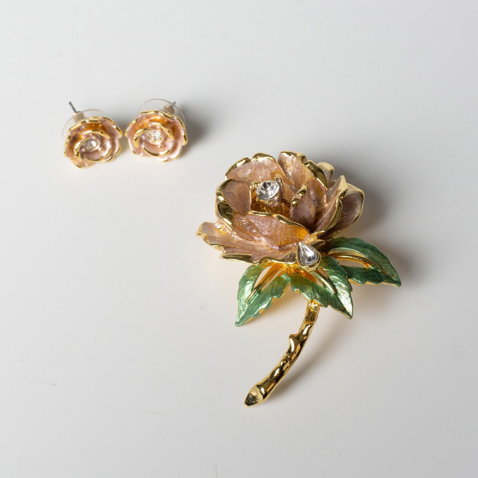 2pc Graziano English Rose Brooch and Earrings (1 of 4)