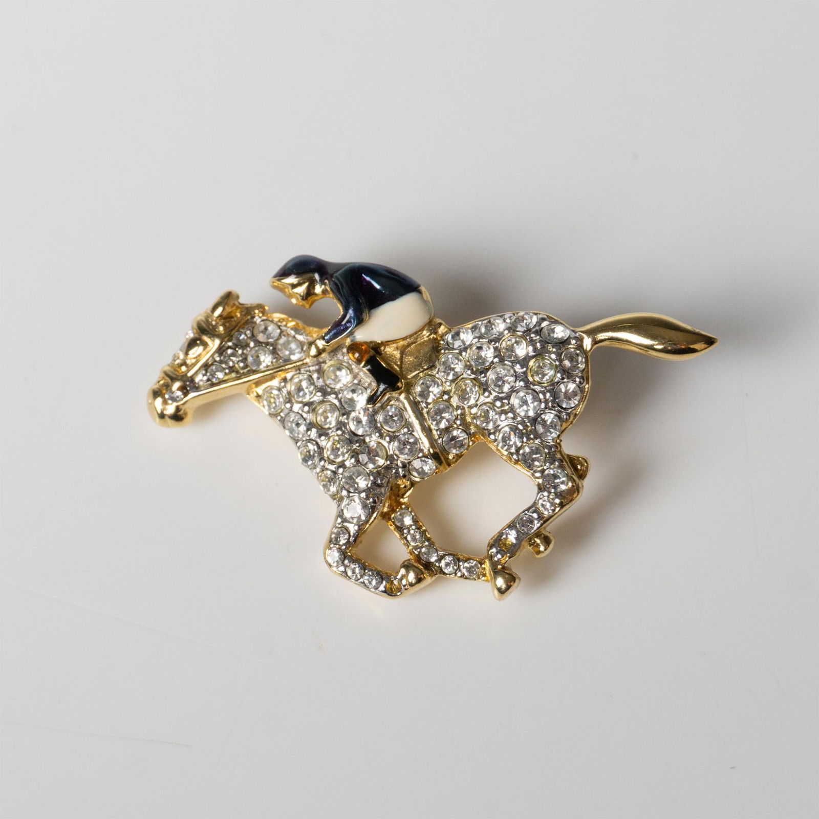 Fabulous Crystal and Enamel Horse Racing Brooch (1 of 2)