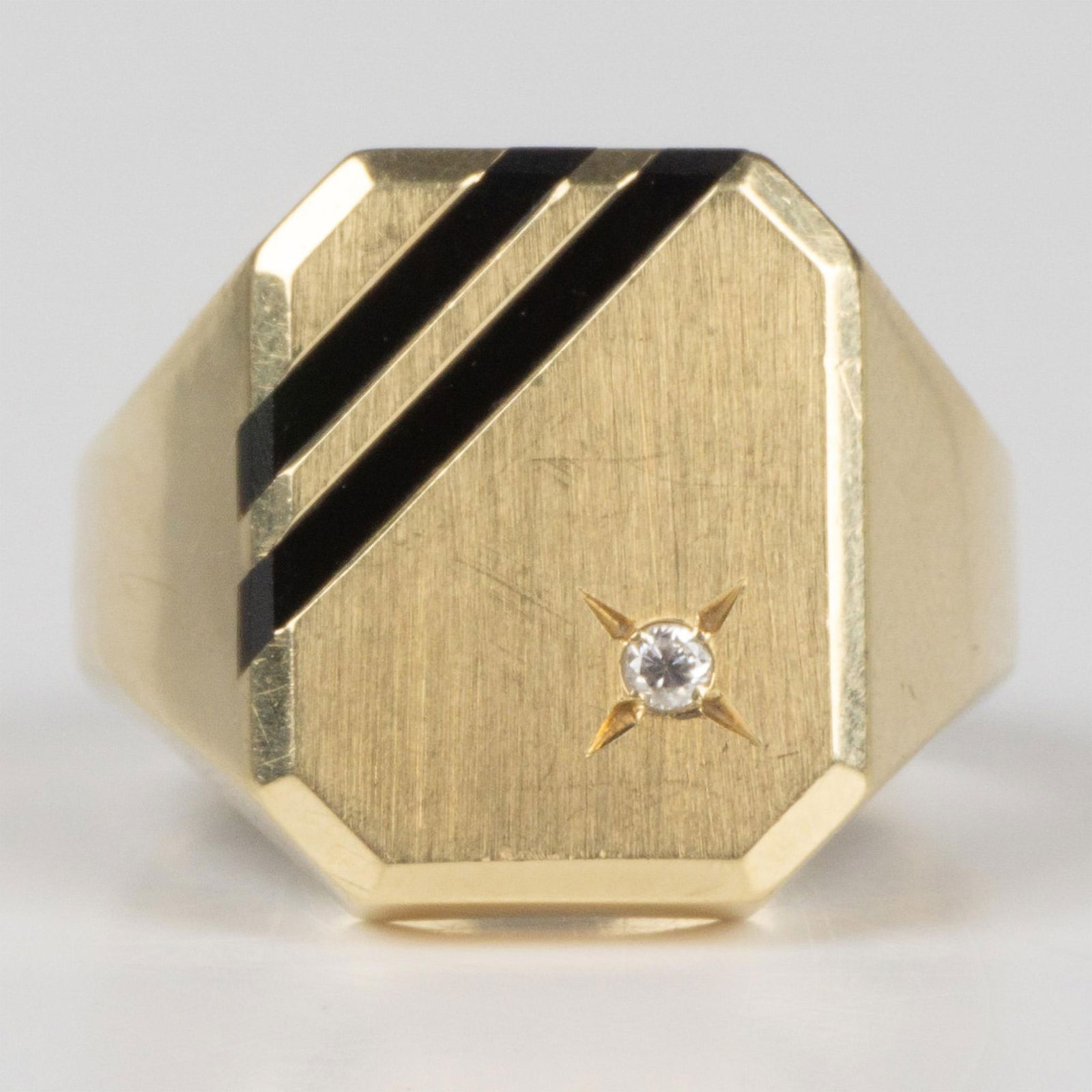 Modernistic 14K Gold, Diamond, and Onyx Ring (1 of 6)