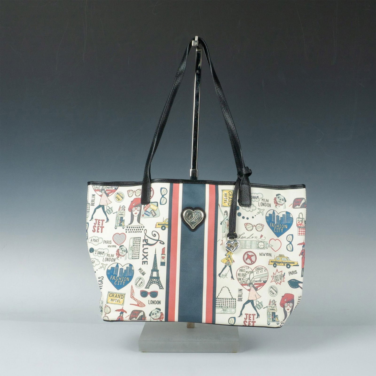 2pc Brighton Graphic Fabric and Leather Tote Bag and Pouch (1 of 7)