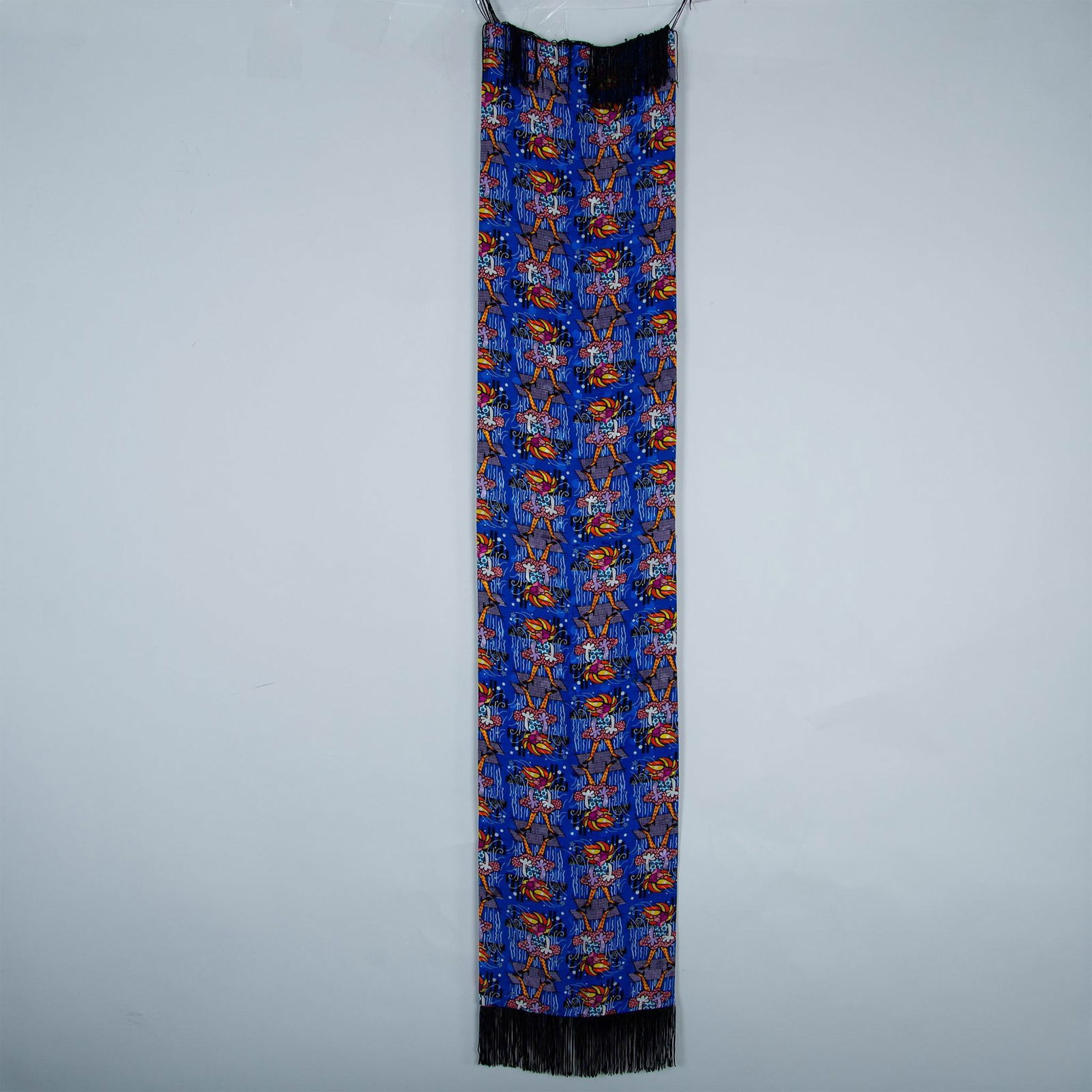 Romero Britto Pop Art Silk Scarf, Happy Girl With Fiery Hair (1 of 4)