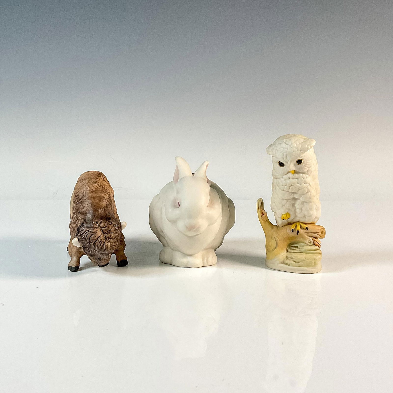 3pc Cybis Porcelain Figurines, Bison, Owl, Rabbit (1 of 4)
