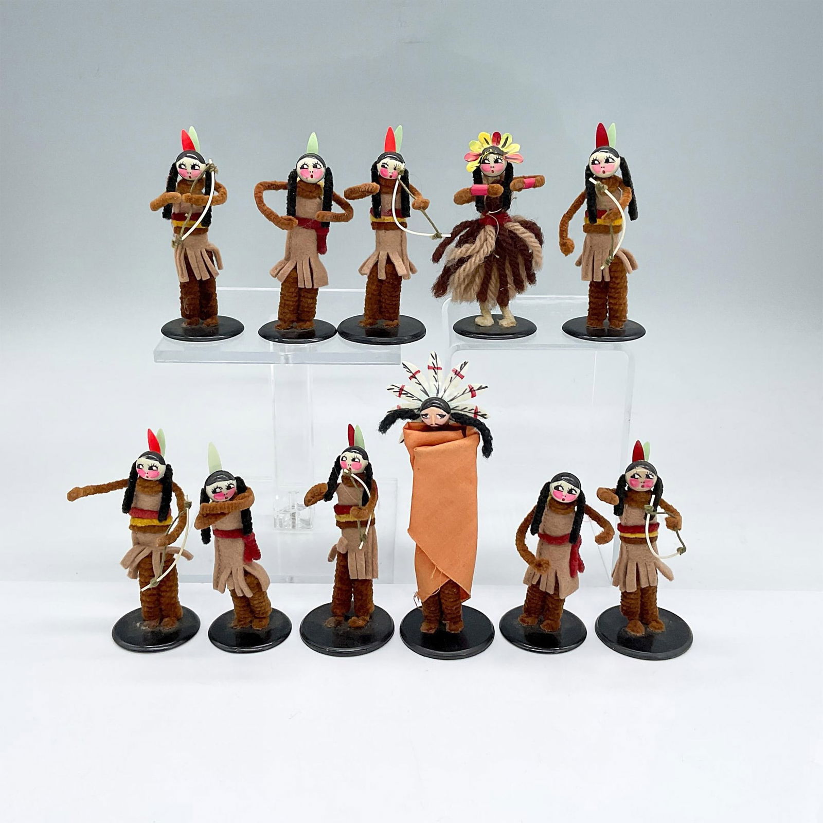 11pc Miniature Chenille Stem Native American Doll Figures (1 of 3)
