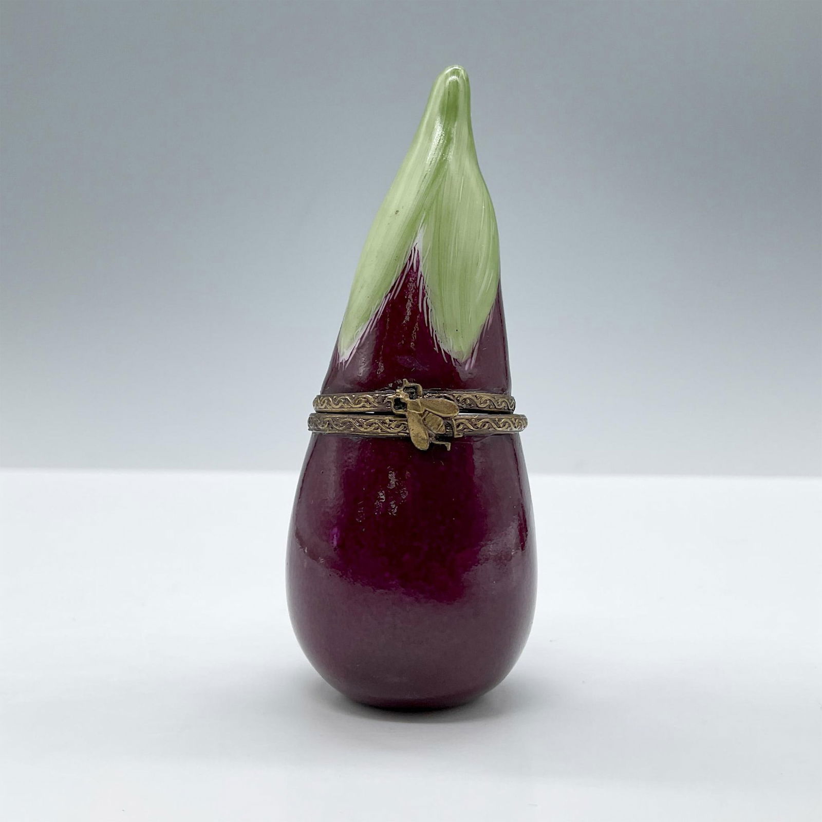 Limoges Porcelain Treasure Box, Eggplant (1 of 3)