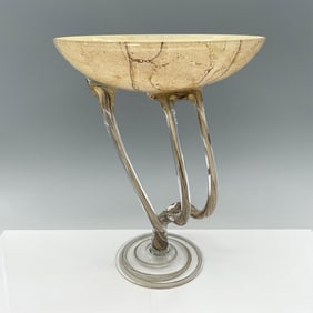 Cello Handmade Art Glass, Stylized Compote Dish