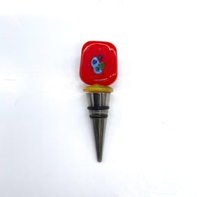 Vibrant Floral Murano Style Glass Bottle Stopper