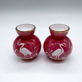 Pair of Pate Sur Pate Gilded Glass Vases